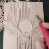 Hand Printed New Mexico Zia Symbol Elk Skull Southwestern T-Shirt Lino Print - Image 4