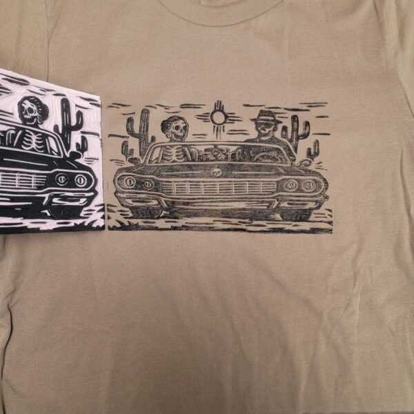 Joy Ride Skeletons Cruising Through The Desert in a Classic Car Graphic Tee - Image 10