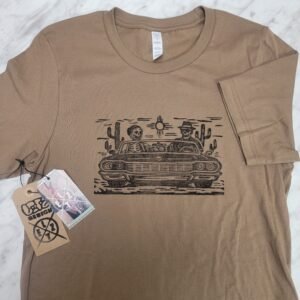 Joy Ride Skeletons Cruising Through The Desert in a Classic Car Graphic Tee